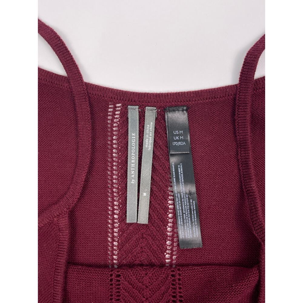 Anthropologie Burgundy Knit Sleeveless Wide Leg Jumpsuit With Pockets Size M - Picture 8 of 9